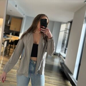 Lola & Sophie 100% Cupro Gray Bomber Jacket – Size Small